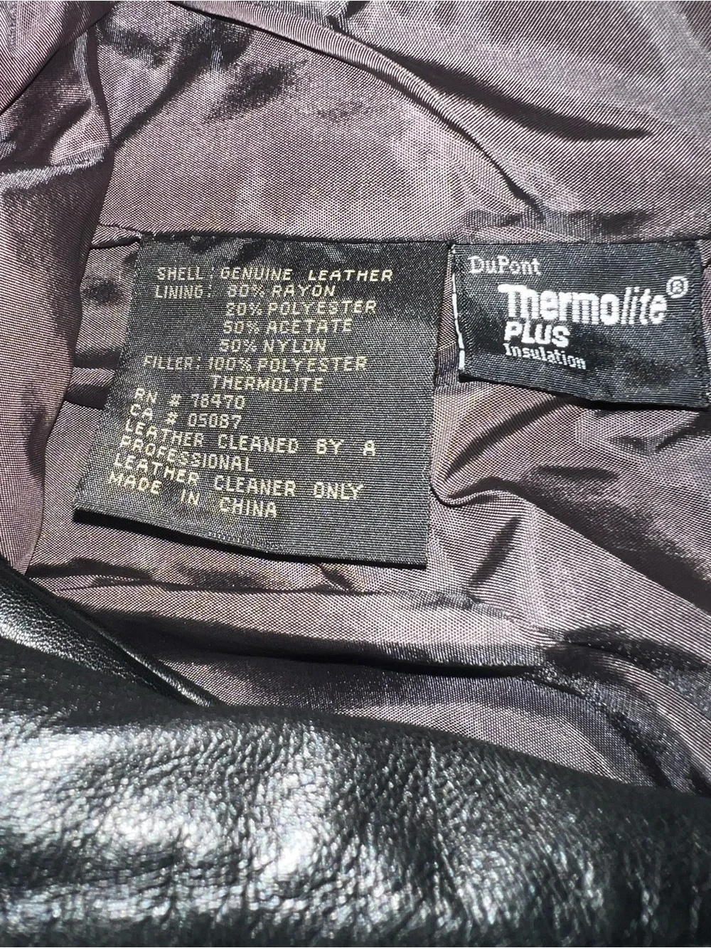 Kenneth Cole Black Double-Breasted Leather Pea Coat - Picture 4 of 4